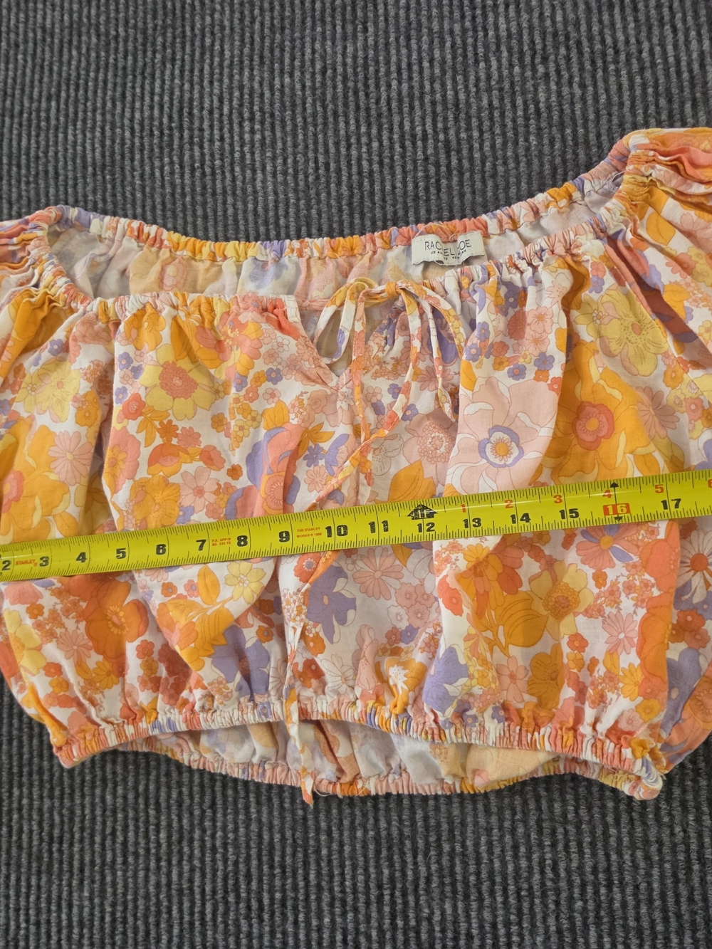 Rachel Zoe Orange Pink Floral Off-Shoulder Crop Blouse - Picture 4 of 6